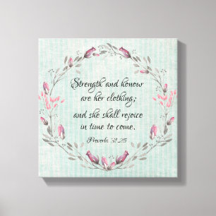 Proverbs 31.25 KJV Bible Verse Canvas Print