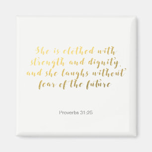Proverbs 31:25 Magnet - Gold Faux Foil