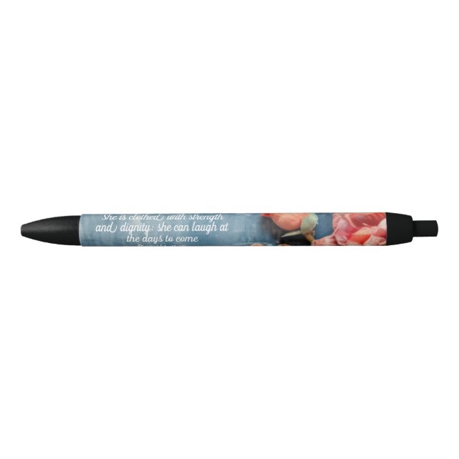 Proverbs 31:25  Pen Inspiring Bible Verse Floral (Front)
