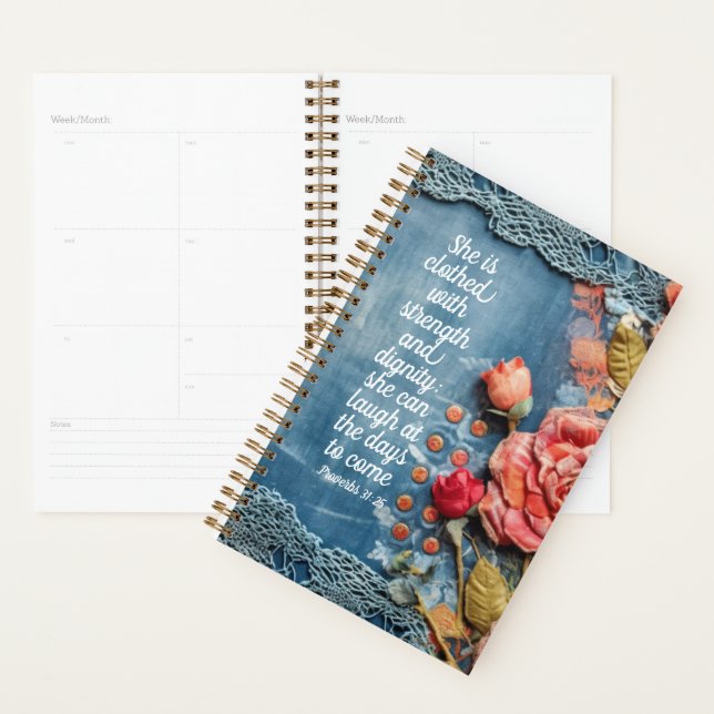 Proverbs 31:25 Planner Inspiring Bible Verse (Display)