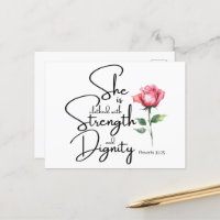 Proverbs 31:25 She is clothed Bible Verse Flower