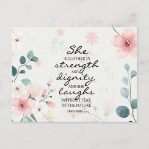 Proverbs 31:25 She is clothed in strength Postcard