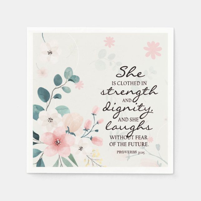 Proverbs 31:25 She is clothed with strength Napkin (Front)