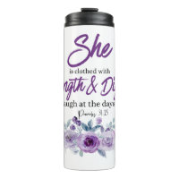 Proverbs 31:25 Strength and Dignity Purple Flower 