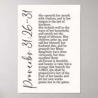 Proverbs 31 26 Typography Wall Art Print