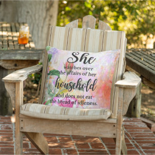 Proverbs 31:27 Mother's Day Scripture Cushion