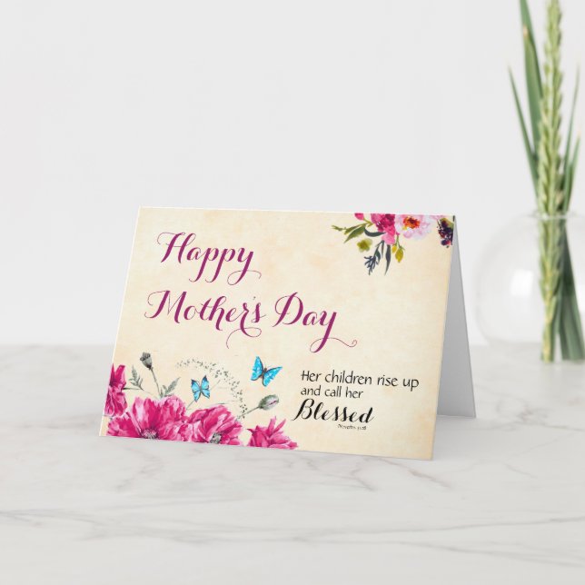 Proverbs 31:28 - Bible Verses Mothers Day Card (Front)