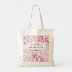 Proverbs 31:28 Children call her blessed Floral Tote Bag