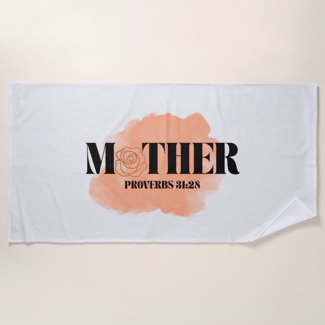 Proverbs 31:28 Mother Beach Towel – Faith-Based  (Front)