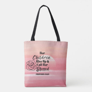Proverbs 31:28 “Mother” Tote Bag – Rose Design