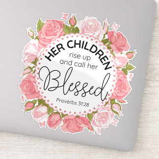 Proverbs 31:28 Mother's Day Scripture Pink Flowers