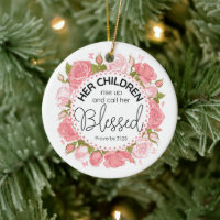 Proverbs 31:28 Mother's Day Scripture Pink Flowers