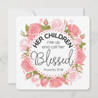 Proverbs 31:28 Mother's Day Scripture Pink Flowers