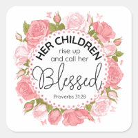 Proverbs 31:28 Mother's Day Scripture Pink Flowers