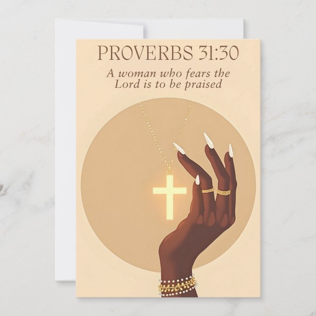 Proverbs 31:30 Faith & Grace Inspirational Art Holiday Card (Front)