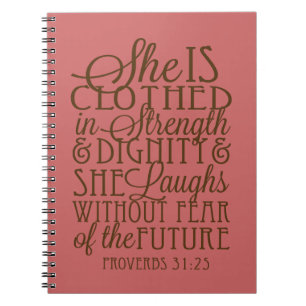 Proverbs 31 - Clothed in Strength & Dignity Brown Notebook