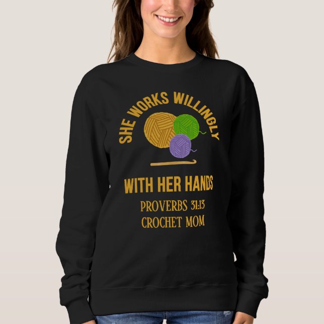 PROVERBS 31 Crochet Mom Yarn Sweatshirt (Front)