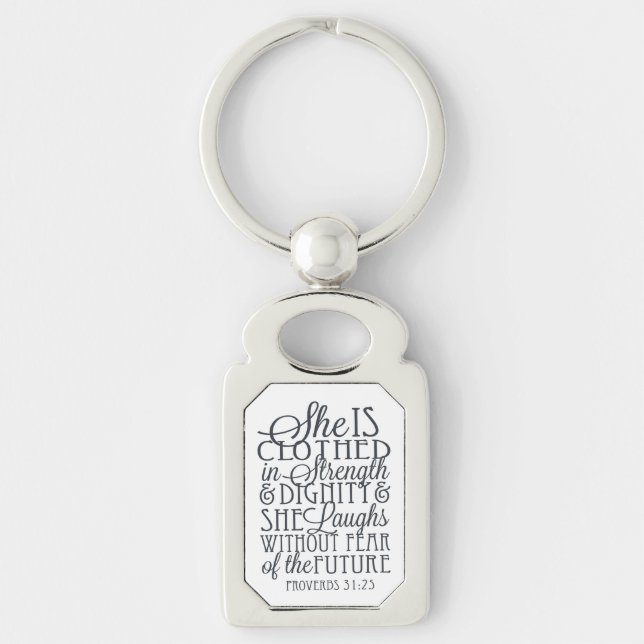 Proverbs 31 Gifts - Clothed in Strength & Dignity Key Ring (Front)