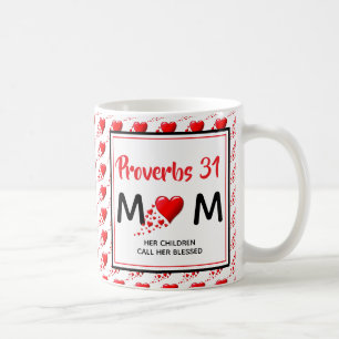 PROVERBS 31 MOM Red Hearts Christian Mother's Day Coffee Mug