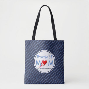 PROVERBS 31 Mother's Day Birthday Blue Tote Bag