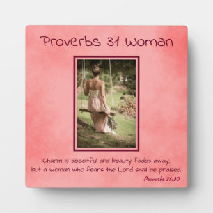 Proverbs 31 Photo Woman Pink Parchment Plaque