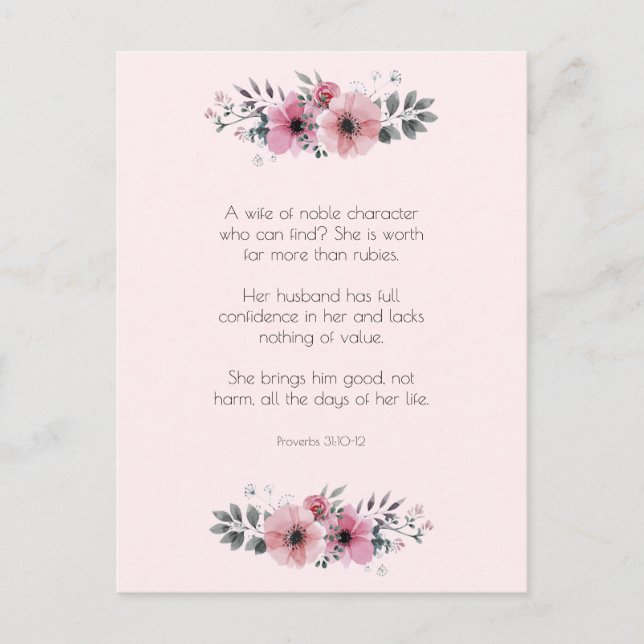 Proverbs 31 Woman Bible Verse Flowers Postcard (Front)