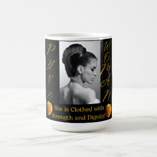 PROVERBS 31 WOMAN BLACK & YELLOW COFFEE MUG