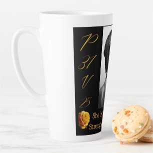 PROVERBS 31 WOMAN BLACK & YELLOW LARGE LATTE MUG