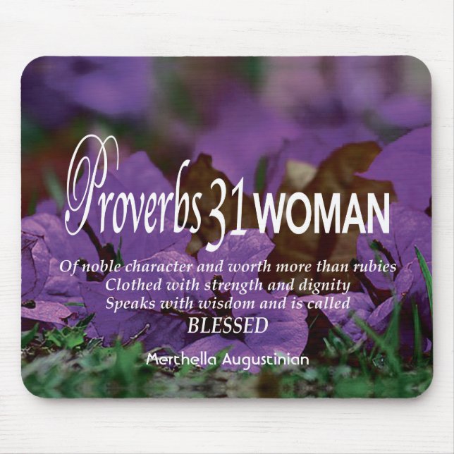 Proverbs 31 WOMAN Christian Scripture Personalised Mouse Pad (Front)