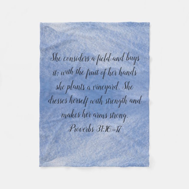Proverbs 31 Woman Fleece Blanket Blue (Front)