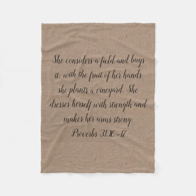 Proverbs 31 Woman Fleece Blanket Brown (Front)