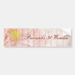 Proverbs 31 Woman Floral Design Bumper Sticker