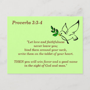 Proverbs 3:3-4 Faithfulness Bible Verse Memory Postcard