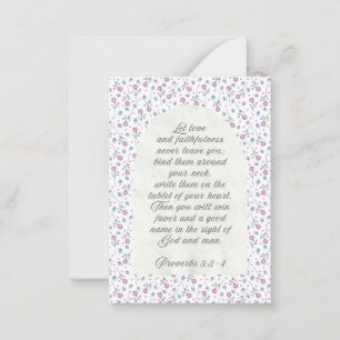 Proverbs 3:3–4 Floral Scripture Card