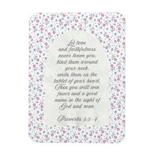 Proverbs 3:3–4 Floral Scripture Magnet