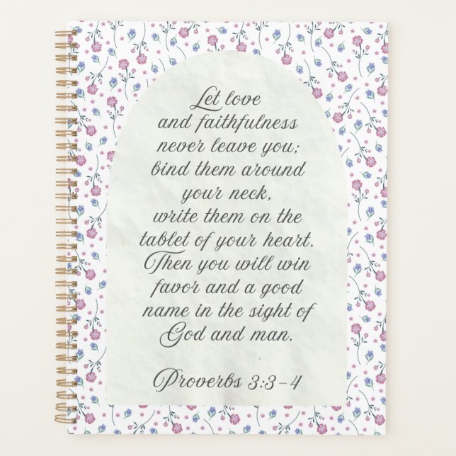 Proverbs 3:3–4 Floral Scripture  Planner (Front)