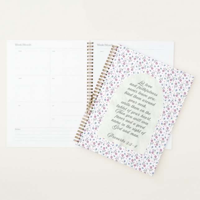Proverbs 3:3–4 Floral Scripture  Planner (Display)