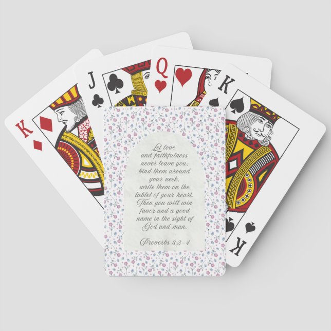 Proverbs 3:3–4 Floral Scripture  Playing Cards (Back)