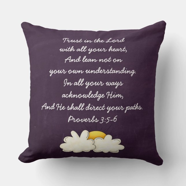 Proverbs 3:5-6 Bible Verse Custom Christian Gift Cushion (Front)