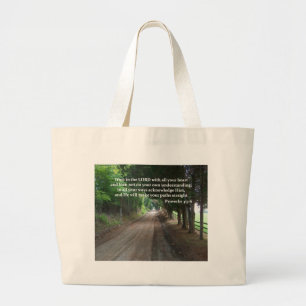 Proverbs 3:5-6 Christian Bible Verse Poster Large Tote Bag