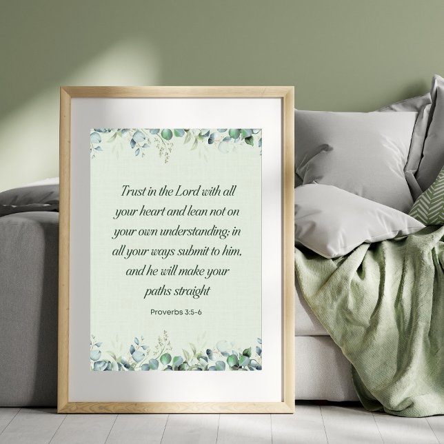 Proverbs 3:5-6 Floral Bible Verse Christian  Poster (Creator Uploaded)