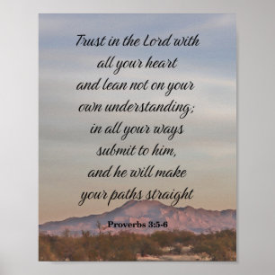 Proverbs 3:5-6, Inspirational Bible Verse Poster