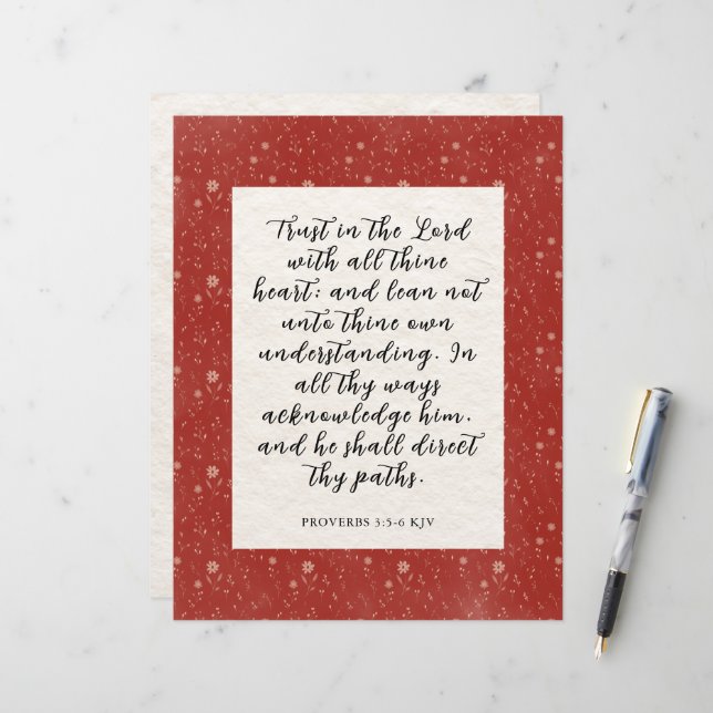 Proverbs 3:5-6 KJV Bible Verse Image  (Front/Back In Situ)