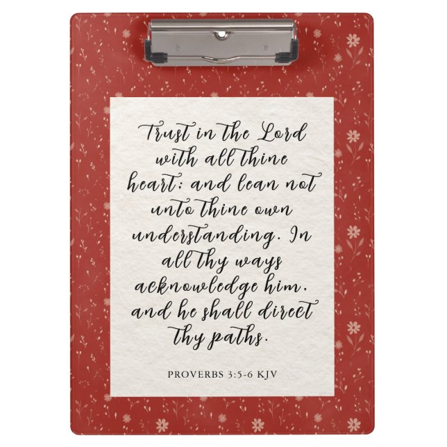 Proverbs 3:5-6 KJV Bible Verse Image  Clipboard (Front)
