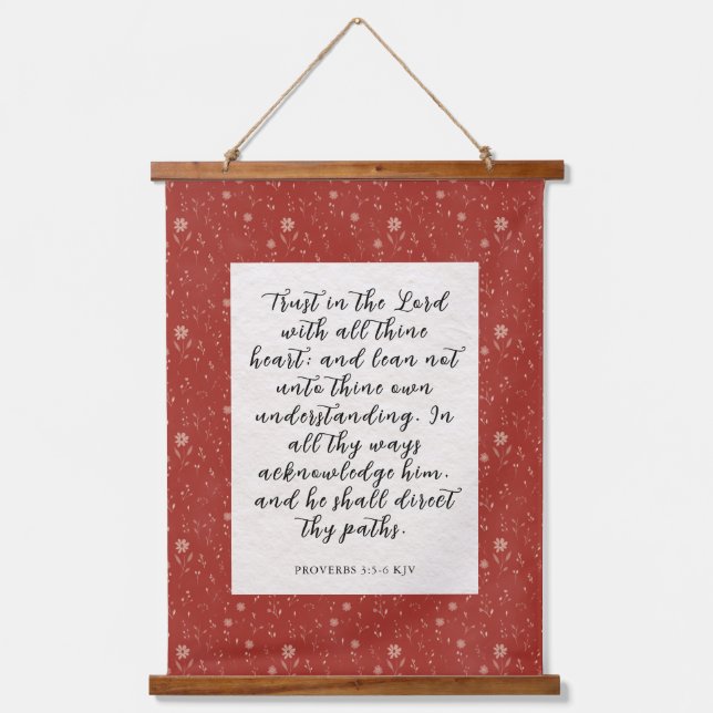 Proverbs 3:5-6 KJV Bible Verse Image  Hanging Tapestry (Front)