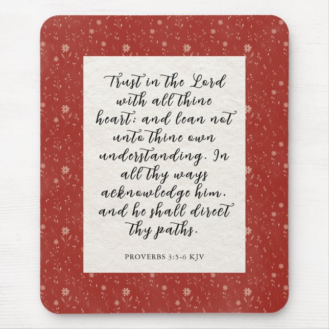 Proverbs 3:5-6 KJV Bible Verse Image  Mouse Pad (Front)