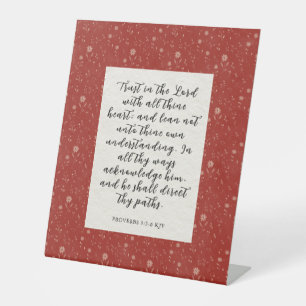 Proverbs 3:5-6 KJV Bible Verse Image Pedestal Sign