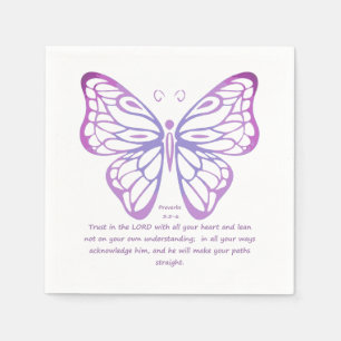 Proverbs 3:5,6 Scripture Inspiration Butterfly Napkin