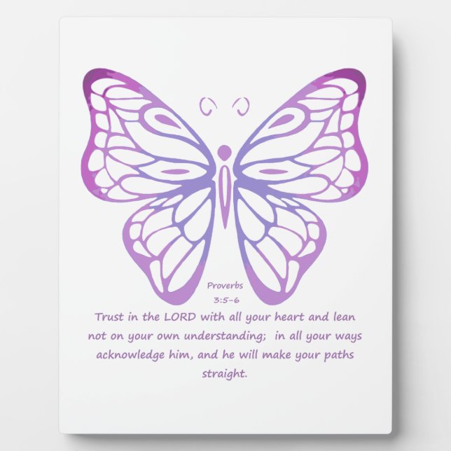 Proverbs 3:5,6 Scripture Inspiration Butterfly Plaque (Front)