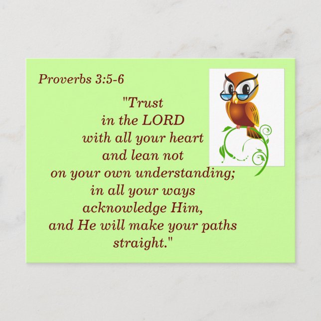 Proverbs 3:5-6 Trust Bible Verse Memory Postcard (Front)